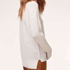 Aritzia Wilfred Free Isabelli Waffle Knit White Sweater Sz XS